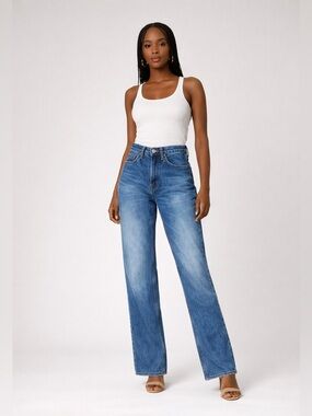 ZARA Vintage Flare Jeans High Rise Size 4 Tall Blue Denim